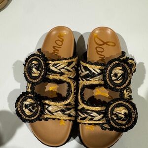 Sam Edelman Reina Black and Tan Braided Sandals